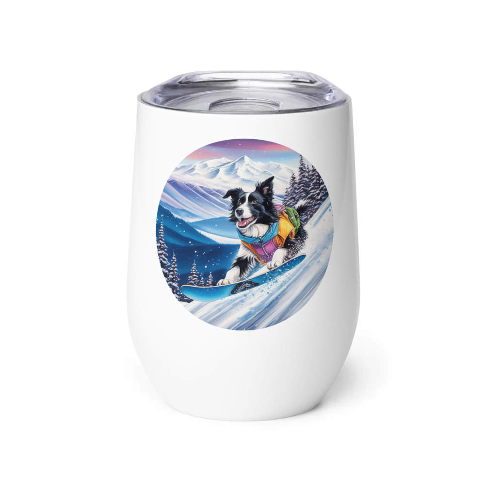 PugMug Custom Border Collie Wine Tumbler