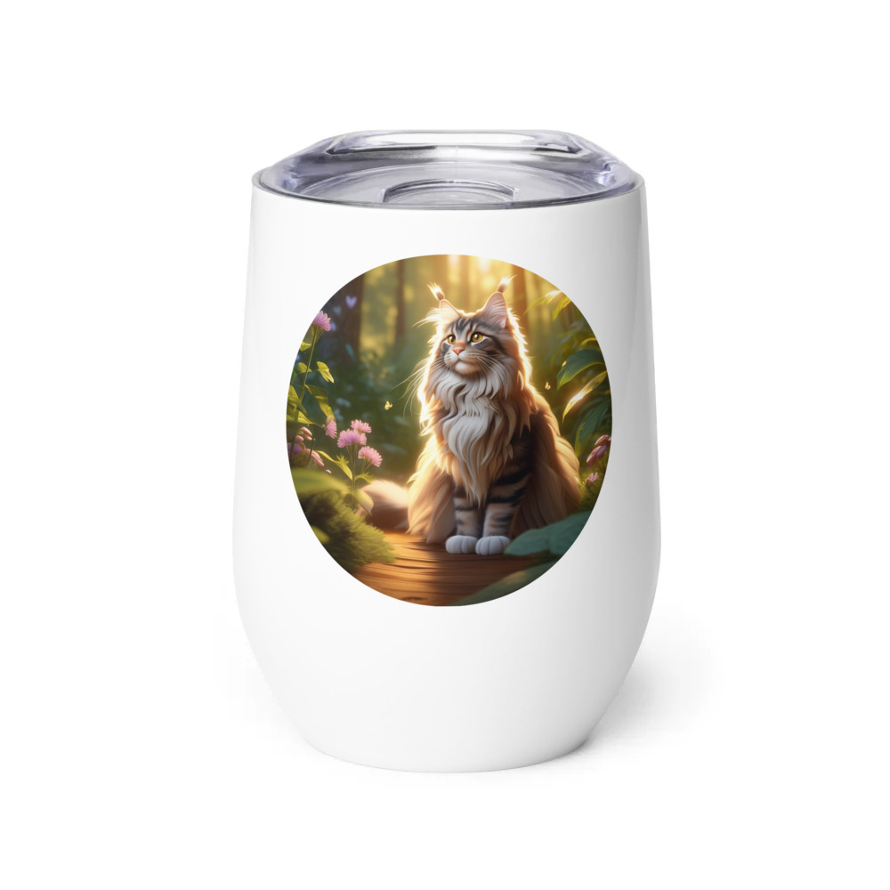PugMug Custom Tabby Maine Coon Cat Wine Tumbler