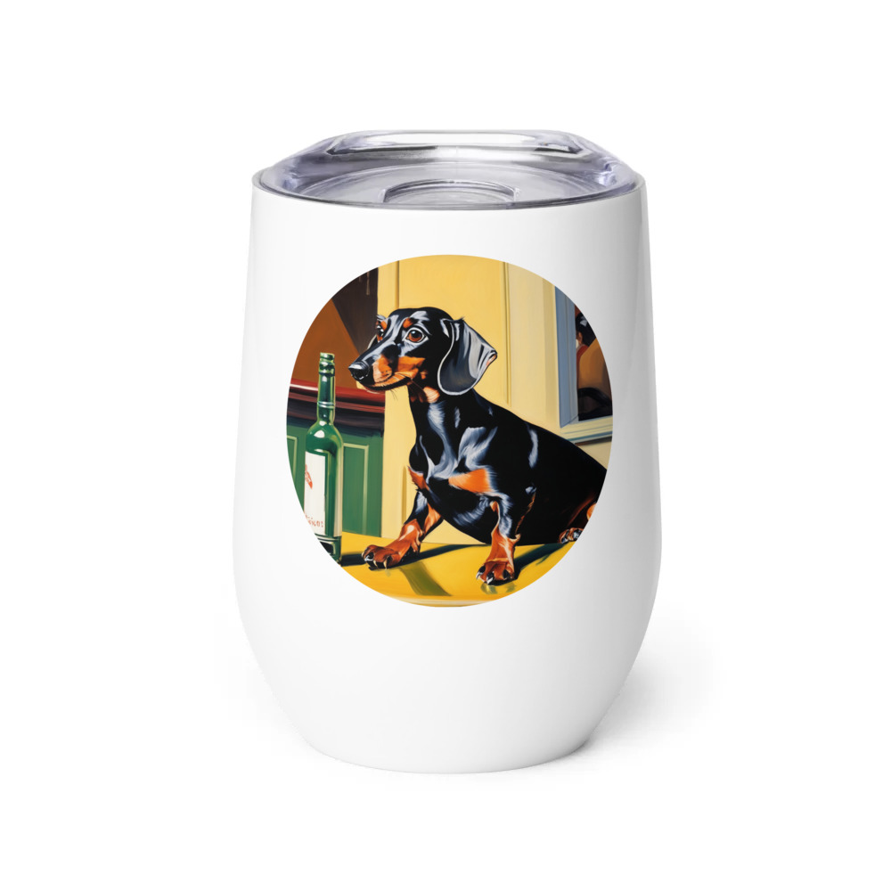 PugMug Custom Black Dachshund Wine Tumbler