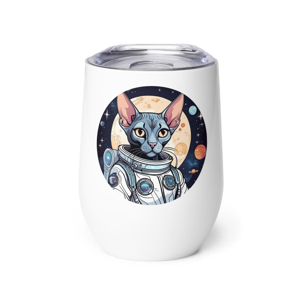 PugMug Custom Black Sphynx Cat Wine Tumbler