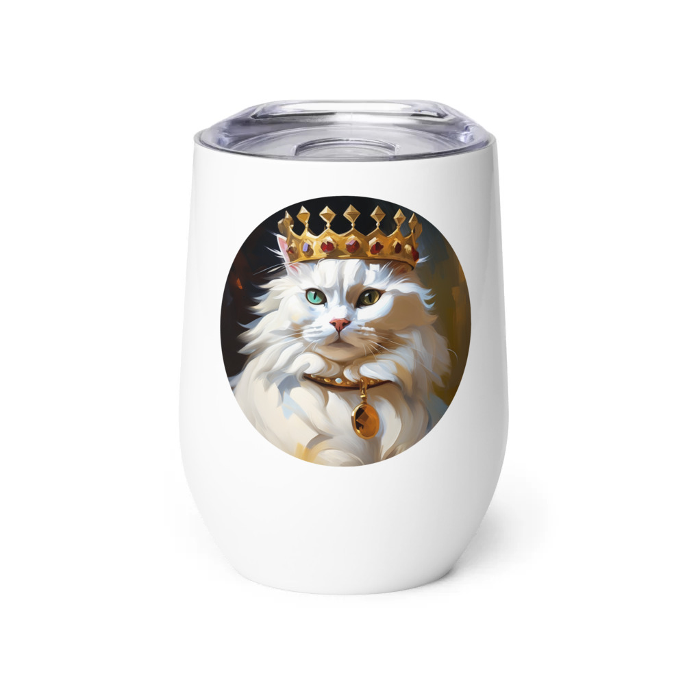 PugMug Custom White Companion Cat Wine Tumbler