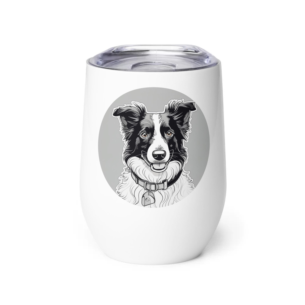 PugMug Custom Border Collie Wine Tumbler