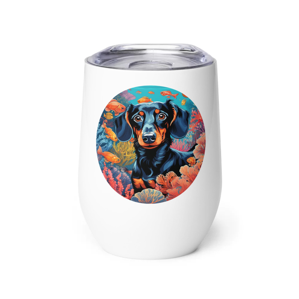 PugMug Custom Black Dachshund Wine Tumbler