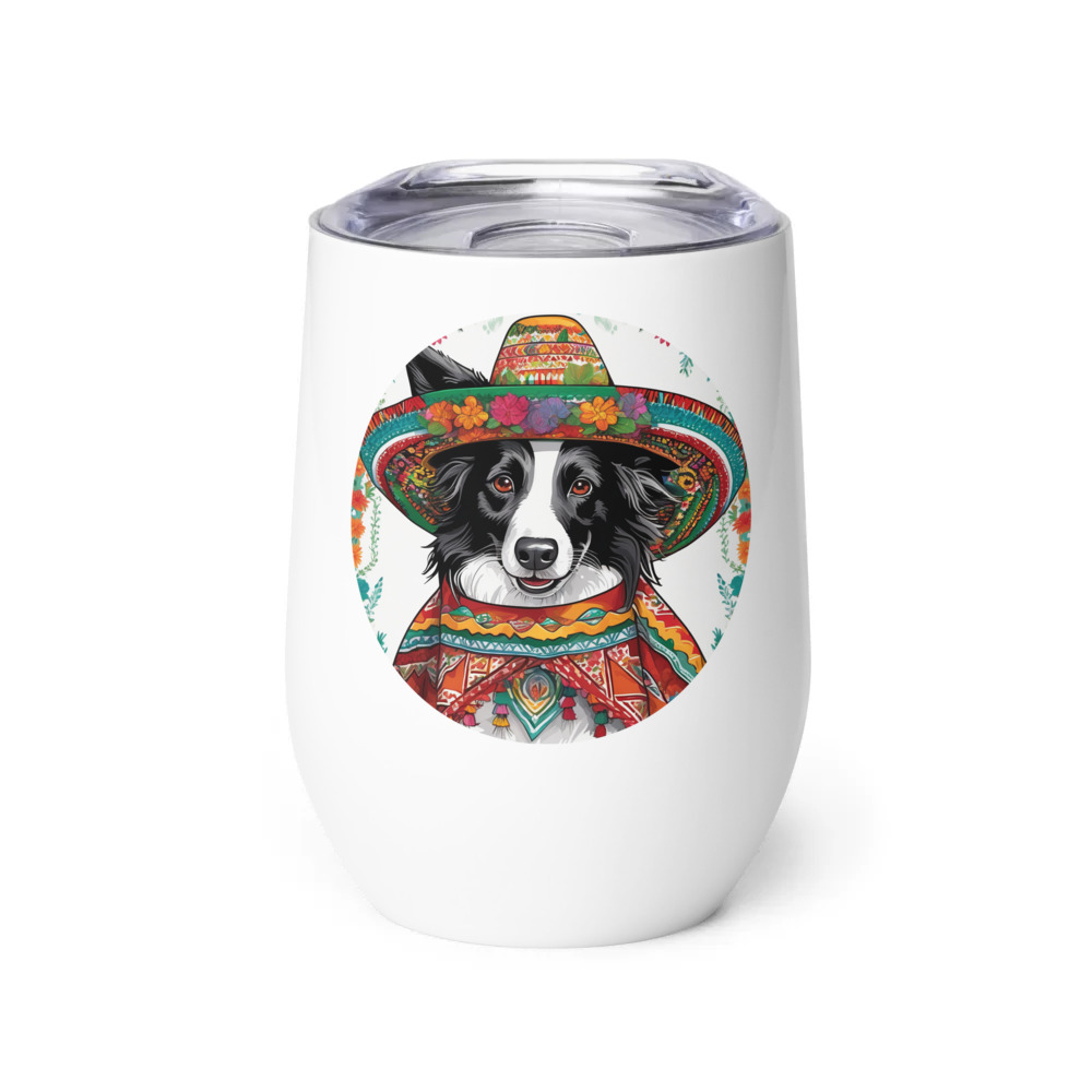 PugMug Custom Border Collie Wine Tumbler