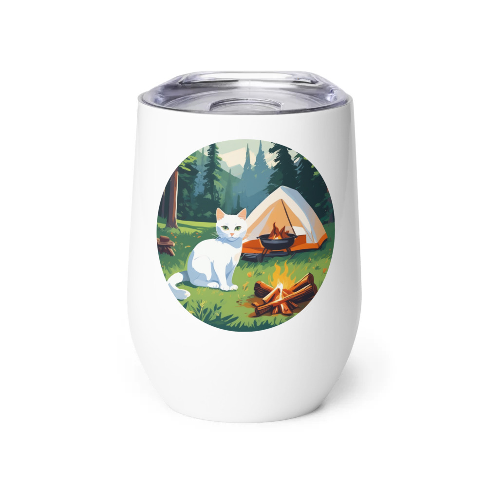 PugMug Custom White Companion Cat Wine Tumbler