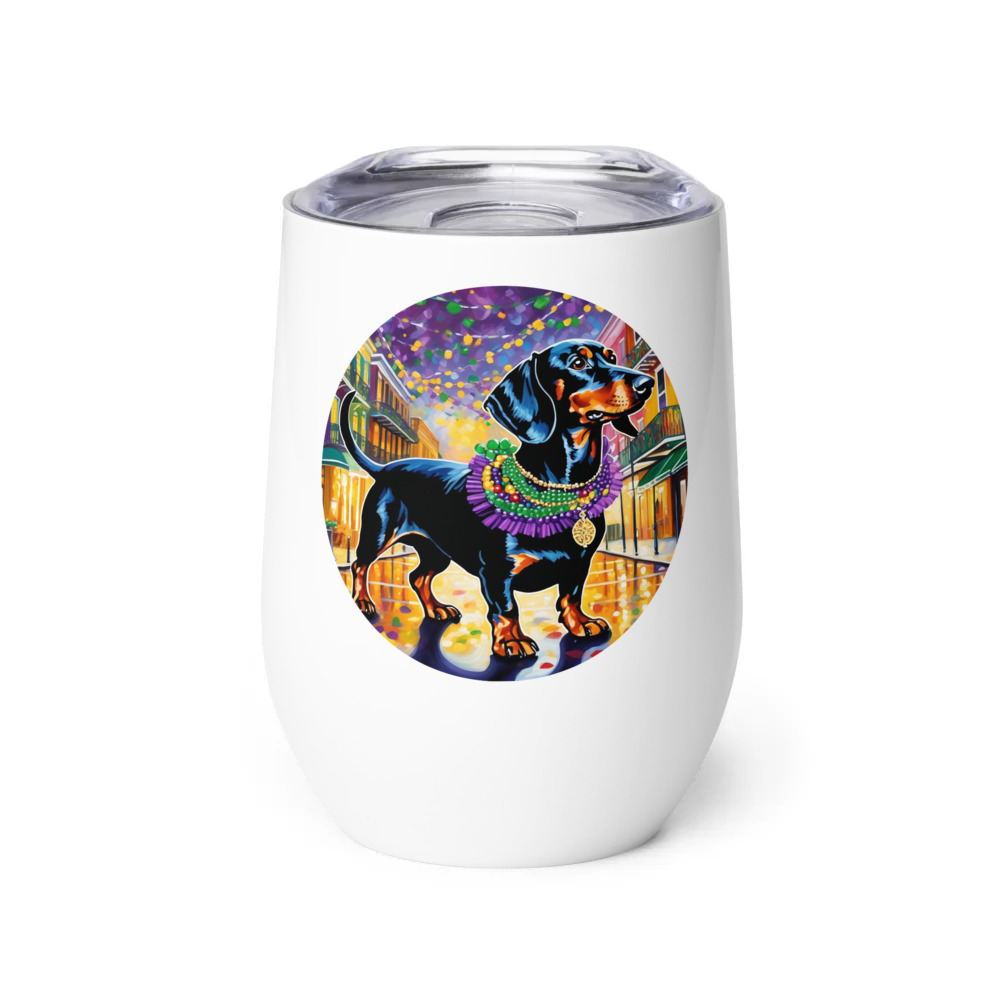 PugMug Custom Black Dachshund Wine Tumbler