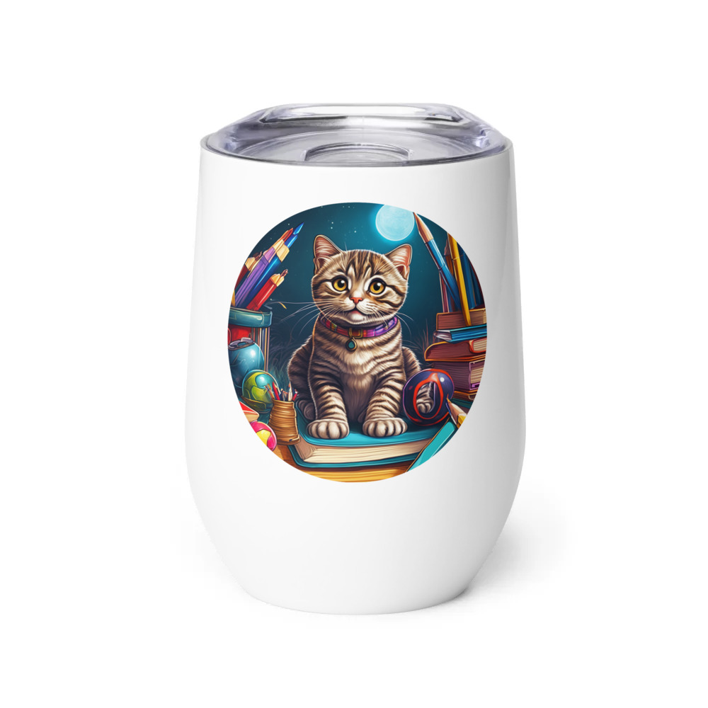 PugMug Custom Tabby Scottish Fold Cat Wine Tumbler