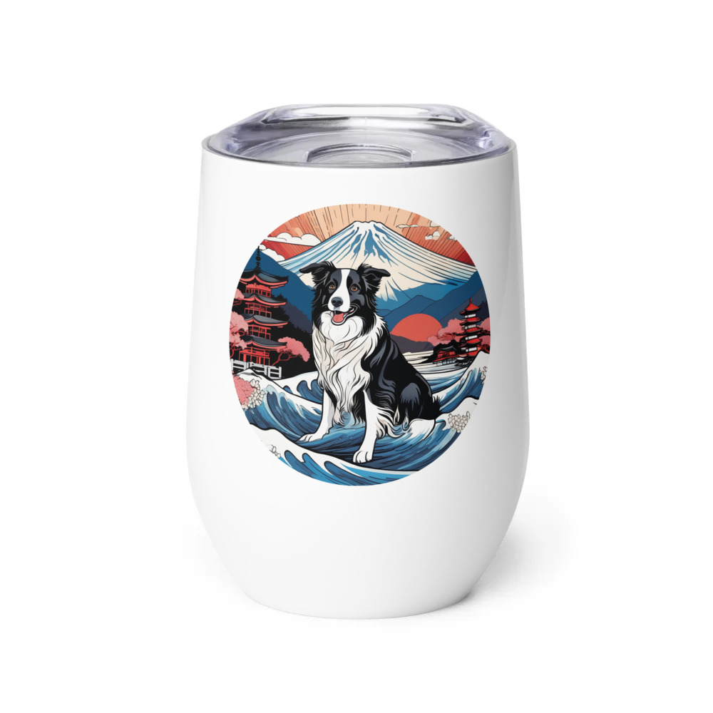PugMug Custom Border Collie Wine Tumbler