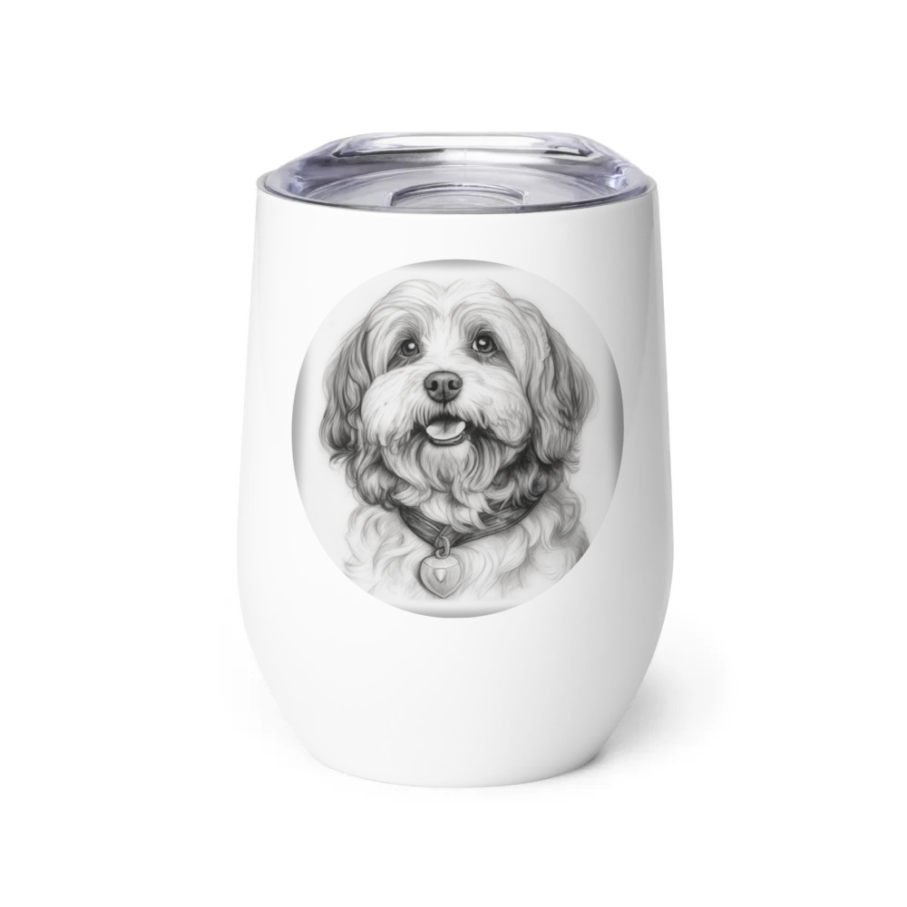 PugMug Custom White Havanese Dog Wine Tumbler