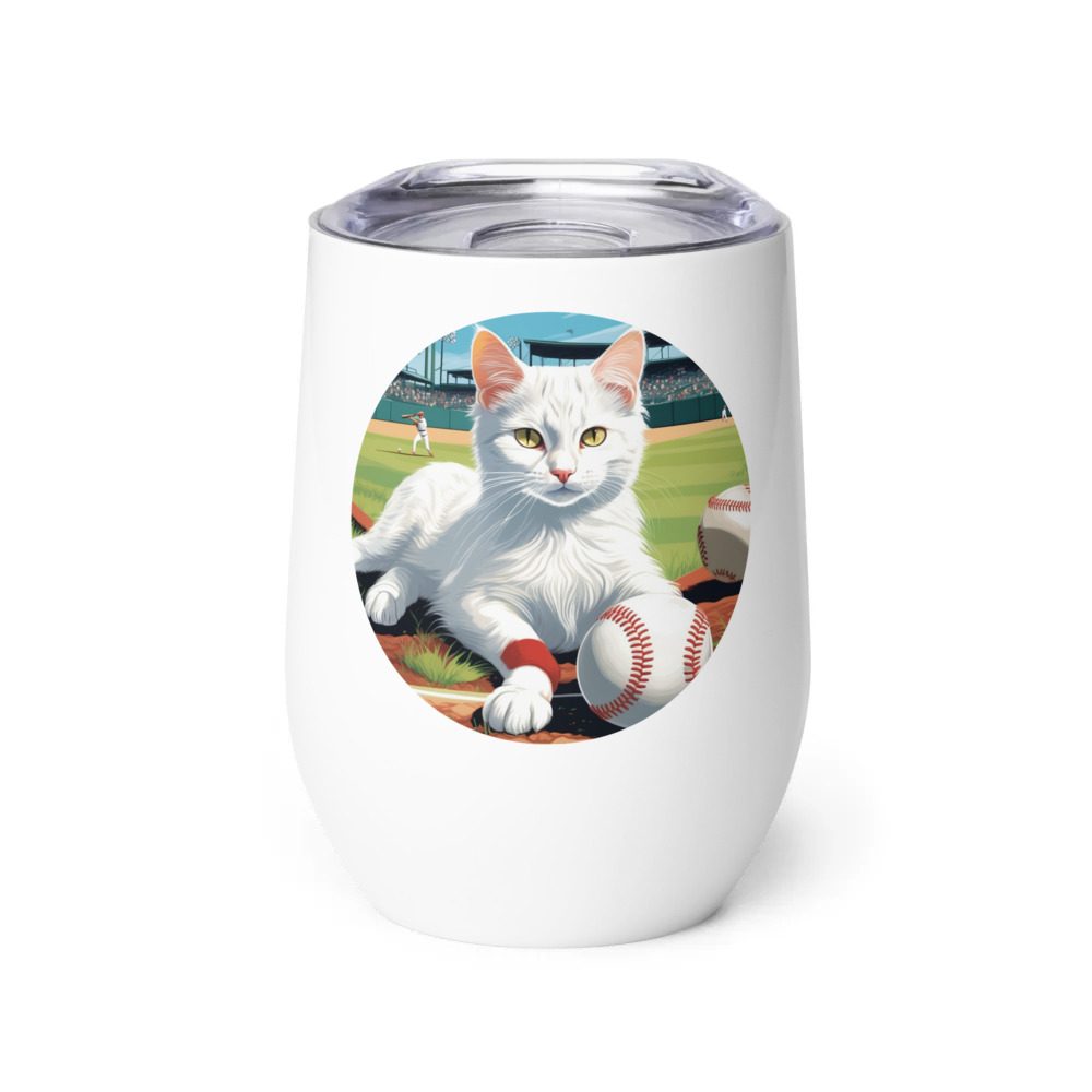 PugMug Custom White Companion Cat Wine Tumbler