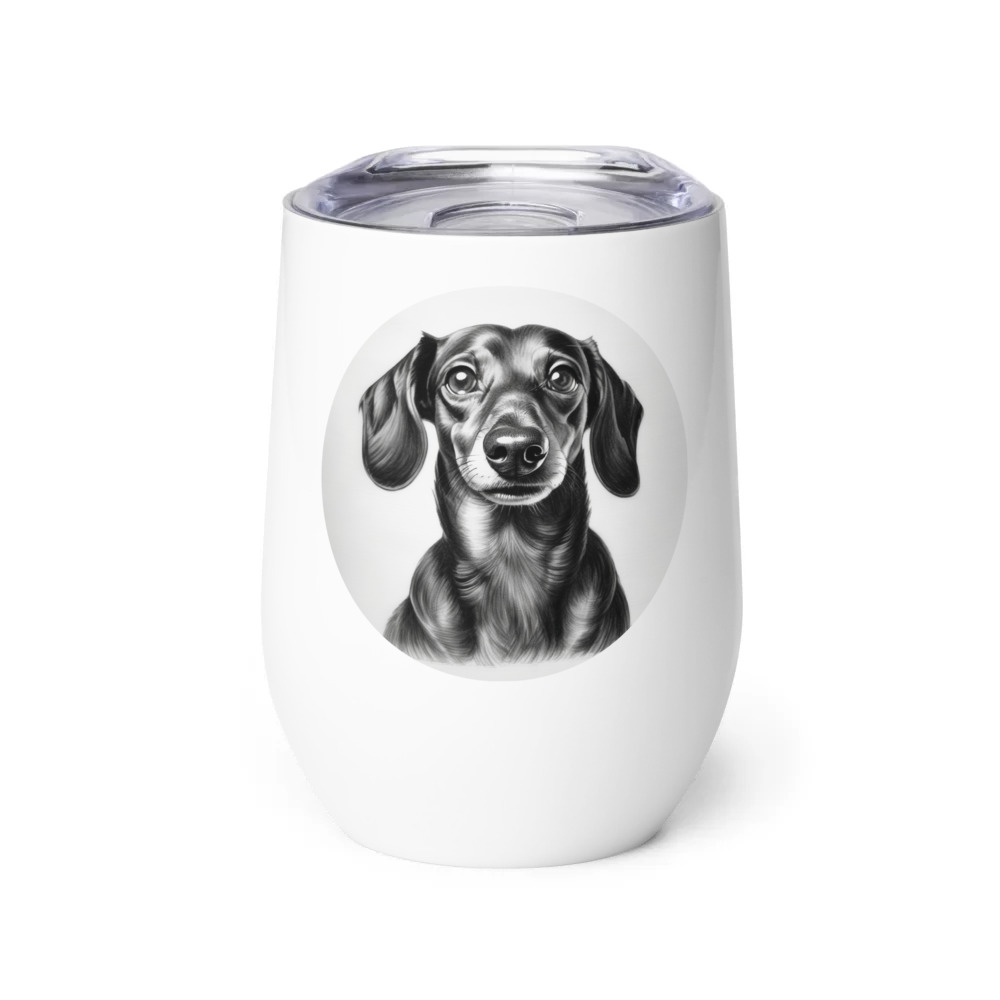 PugMug Custom Black Dachshund Wine Tumbler