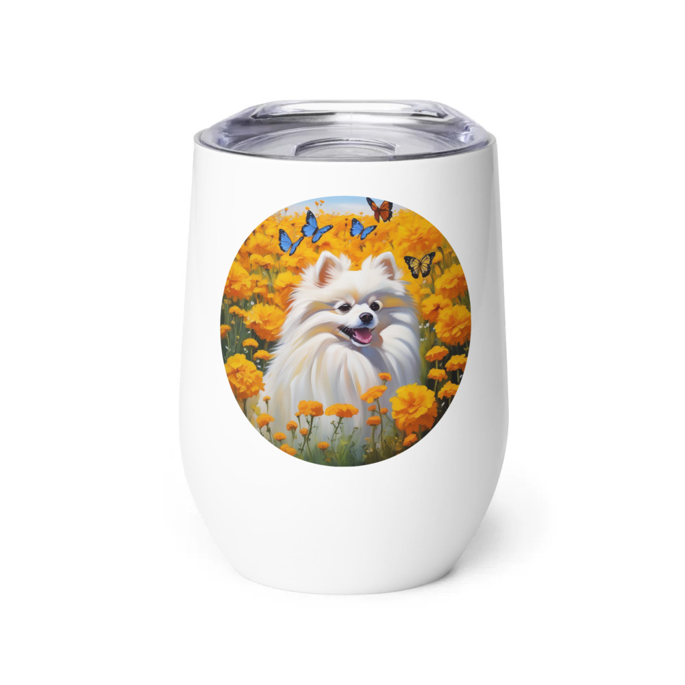 PugMug Custom White Pomeranian Wine Tumbler