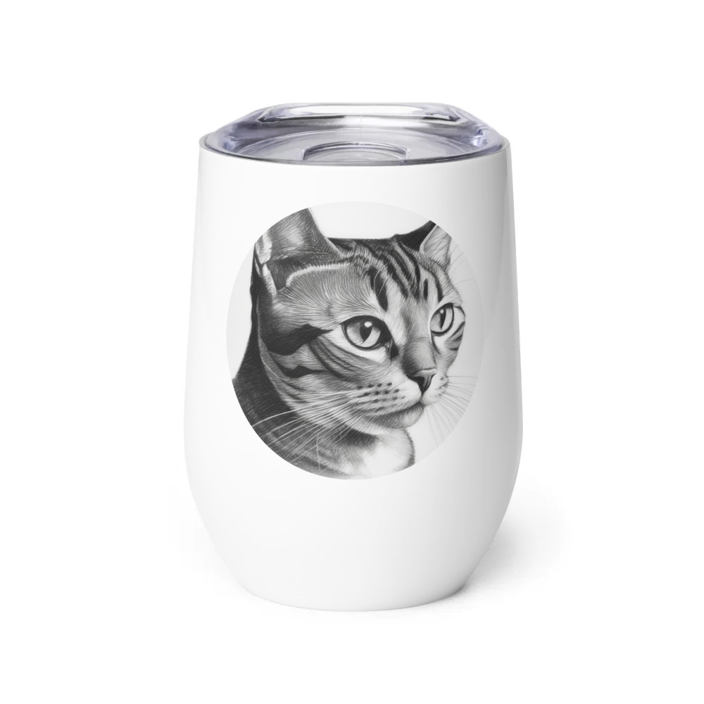 PugMug Custom Black American Shorthair Cat Wine Tumbler