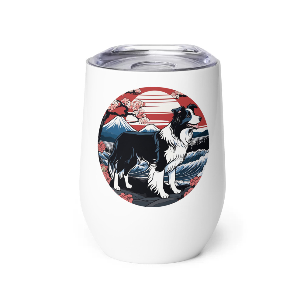 PugMug Custom Border Collie Wine Tumbler