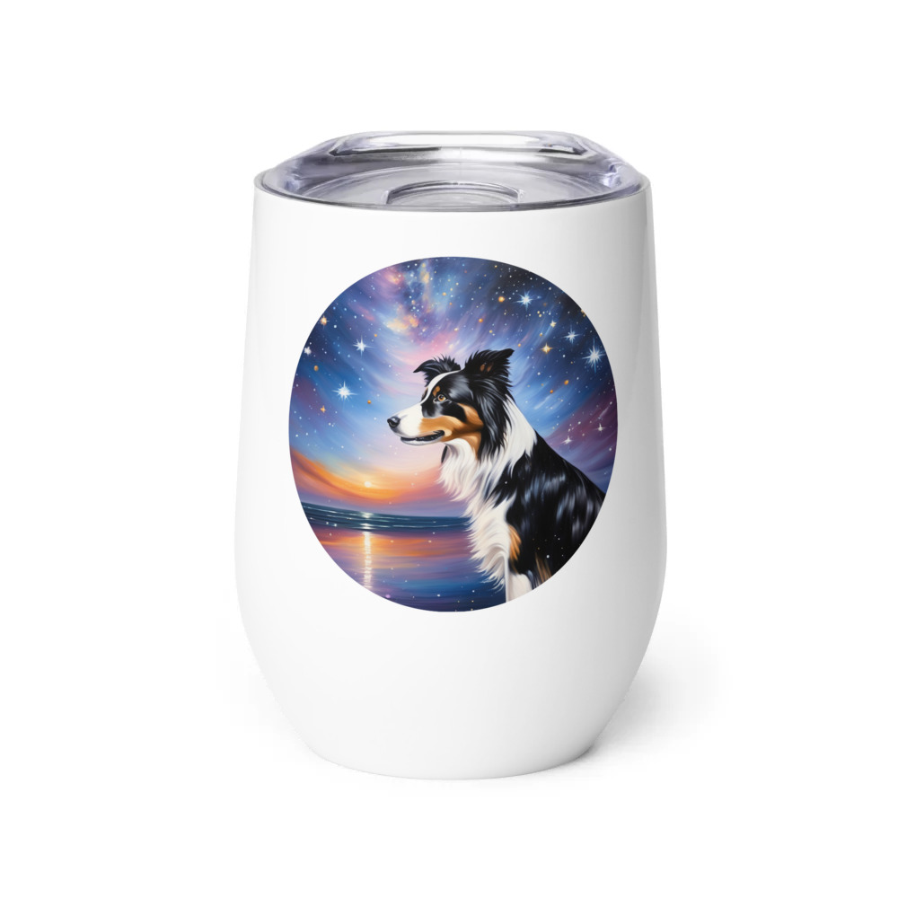 PugMug Custom Border Collie Wine Tumbler