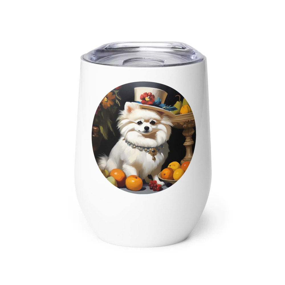 PugMug Custom White Pomeranian Wine Tumbler