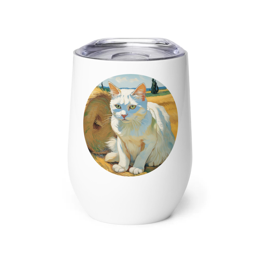 PugMug Custom White Companion Cat Wine Tumbler