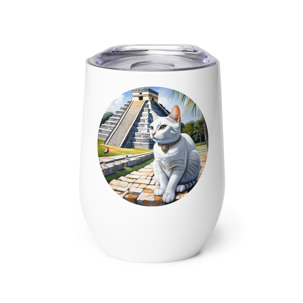 PugMug Custom White Companion Cat Wine Tumbler