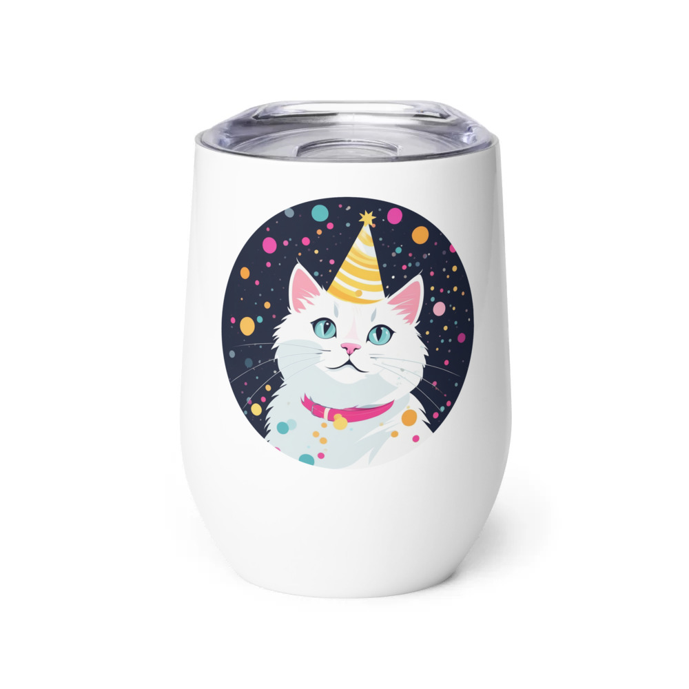 PugMug Custom White Companion Cat Wine Tumbler
