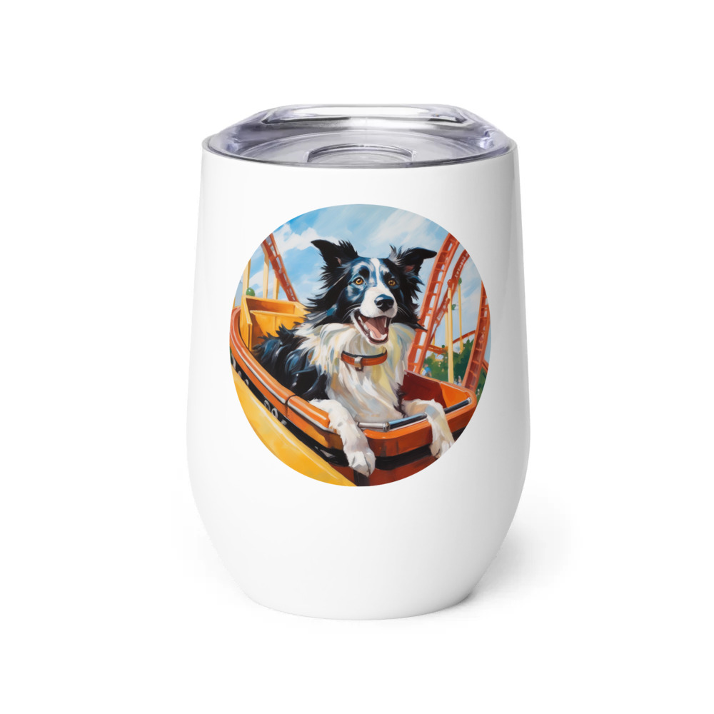 PugMug Custom Border Collie Wine Tumbler