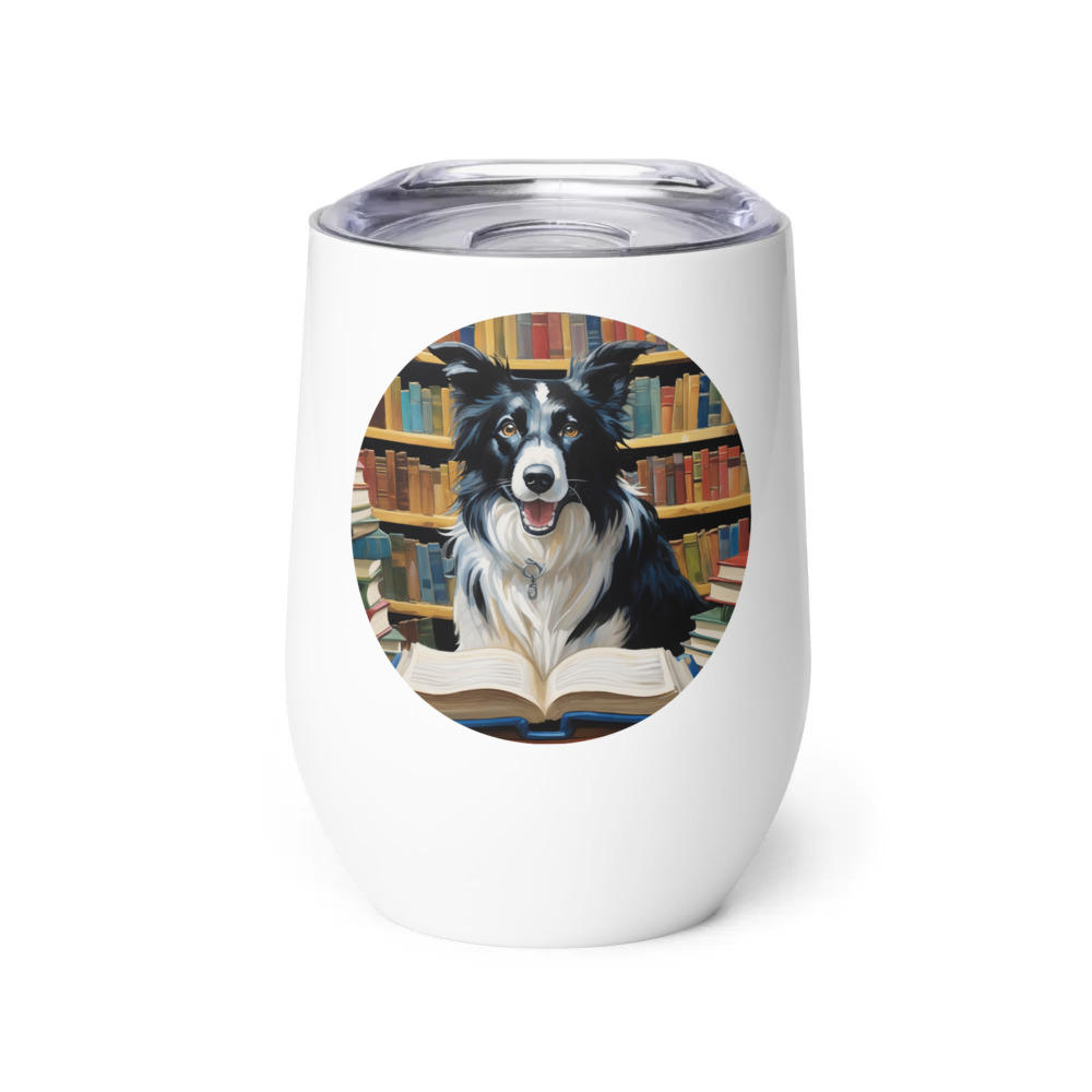 PugMug Custom Border Collie Wine Tumbler