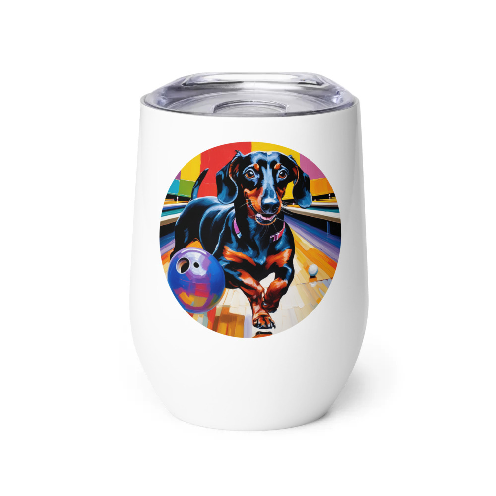 PugMug Custom Black Dachshund Wine Tumbler