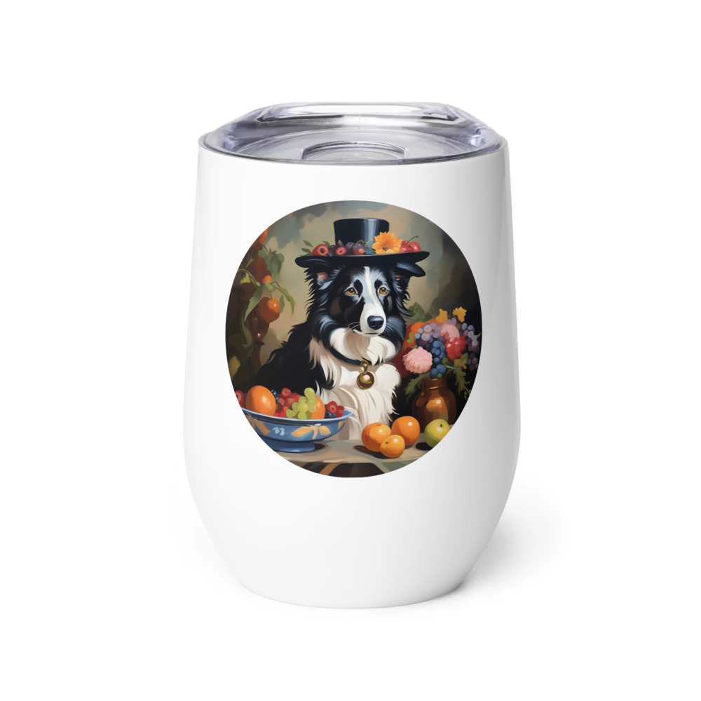PugMug Custom Border Collie Wine Tumbler