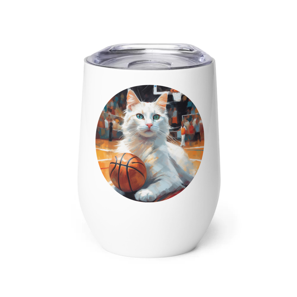 PugMug Custom White Companion Cat Wine Tumbler