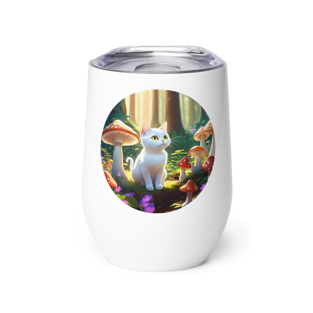 PugMug Custom White Companion Cat Wine Tumbler