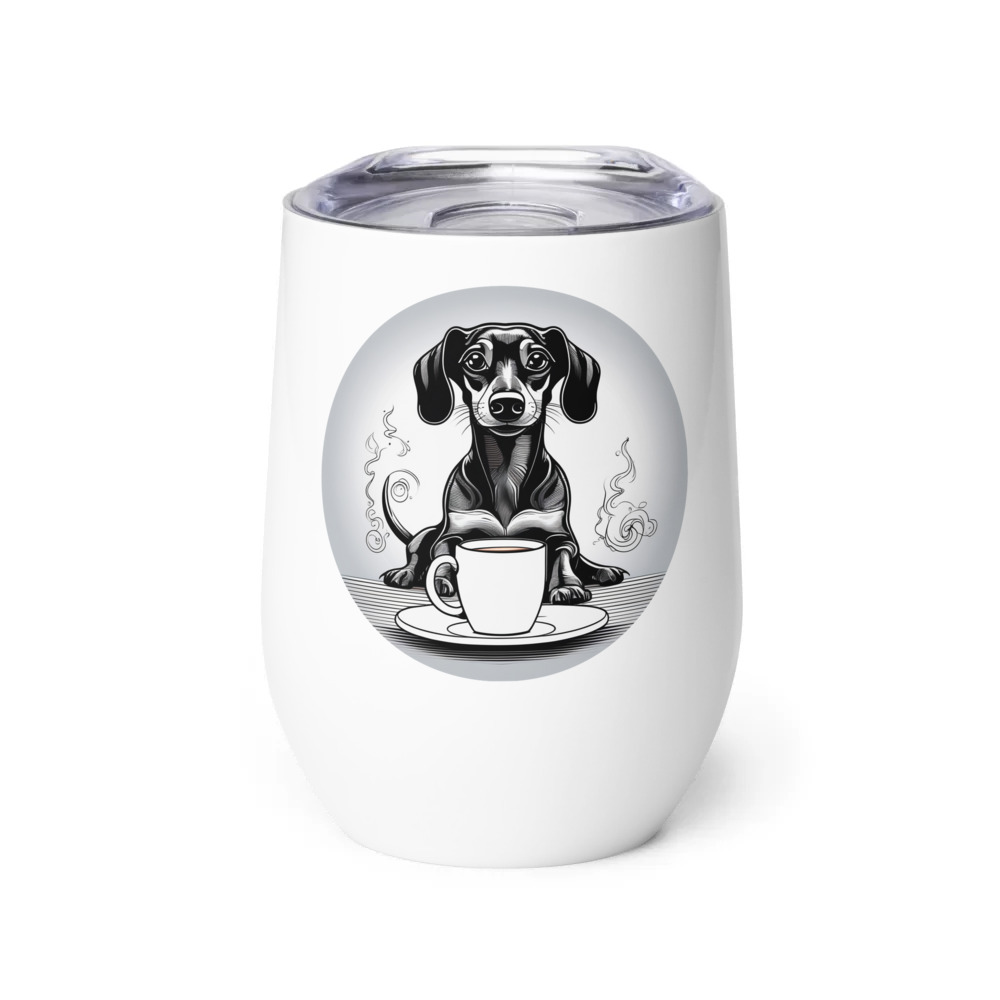 PugMug Custom Black Dachshund Wine Tumbler