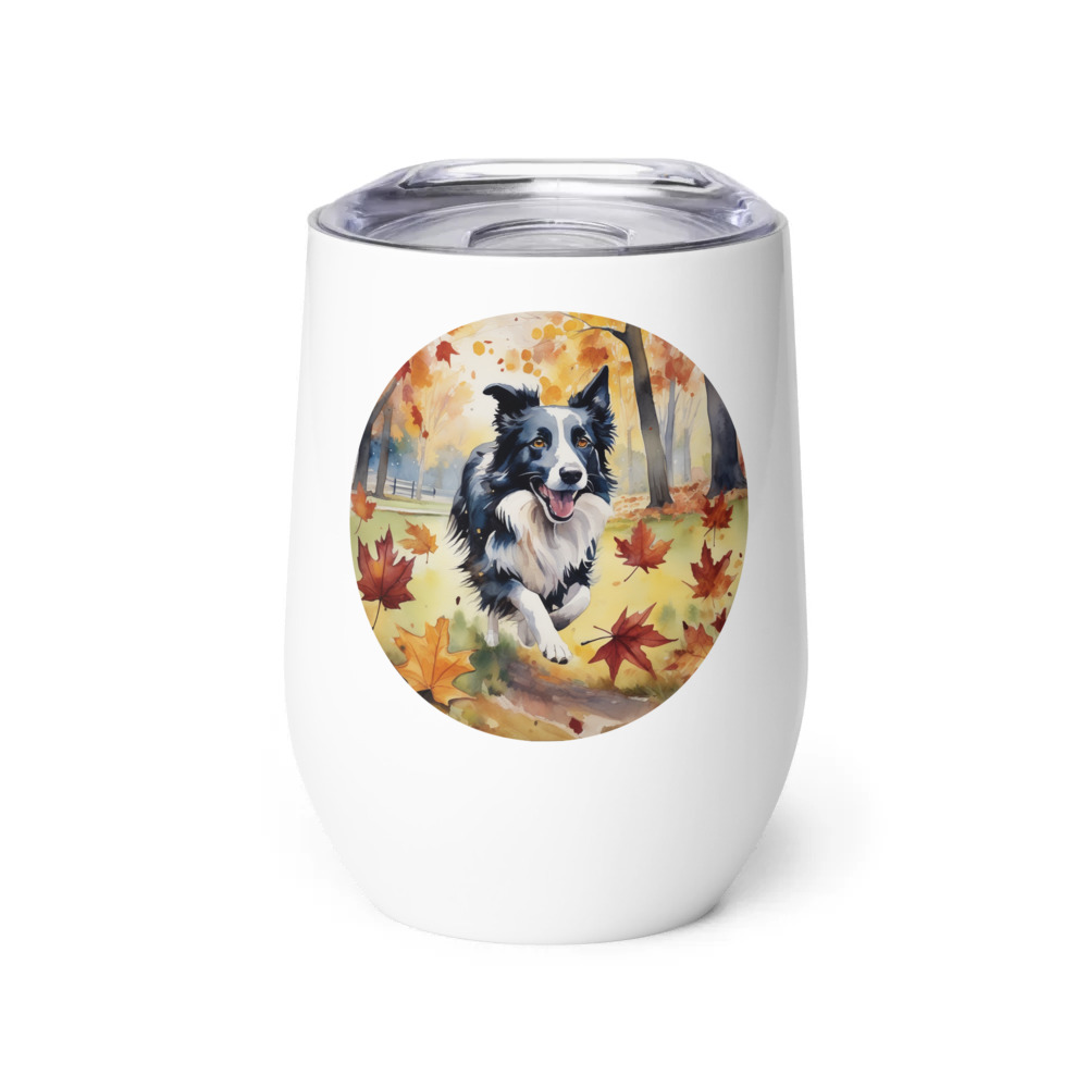 PugMug Custom Border Collie Wine Tumbler
