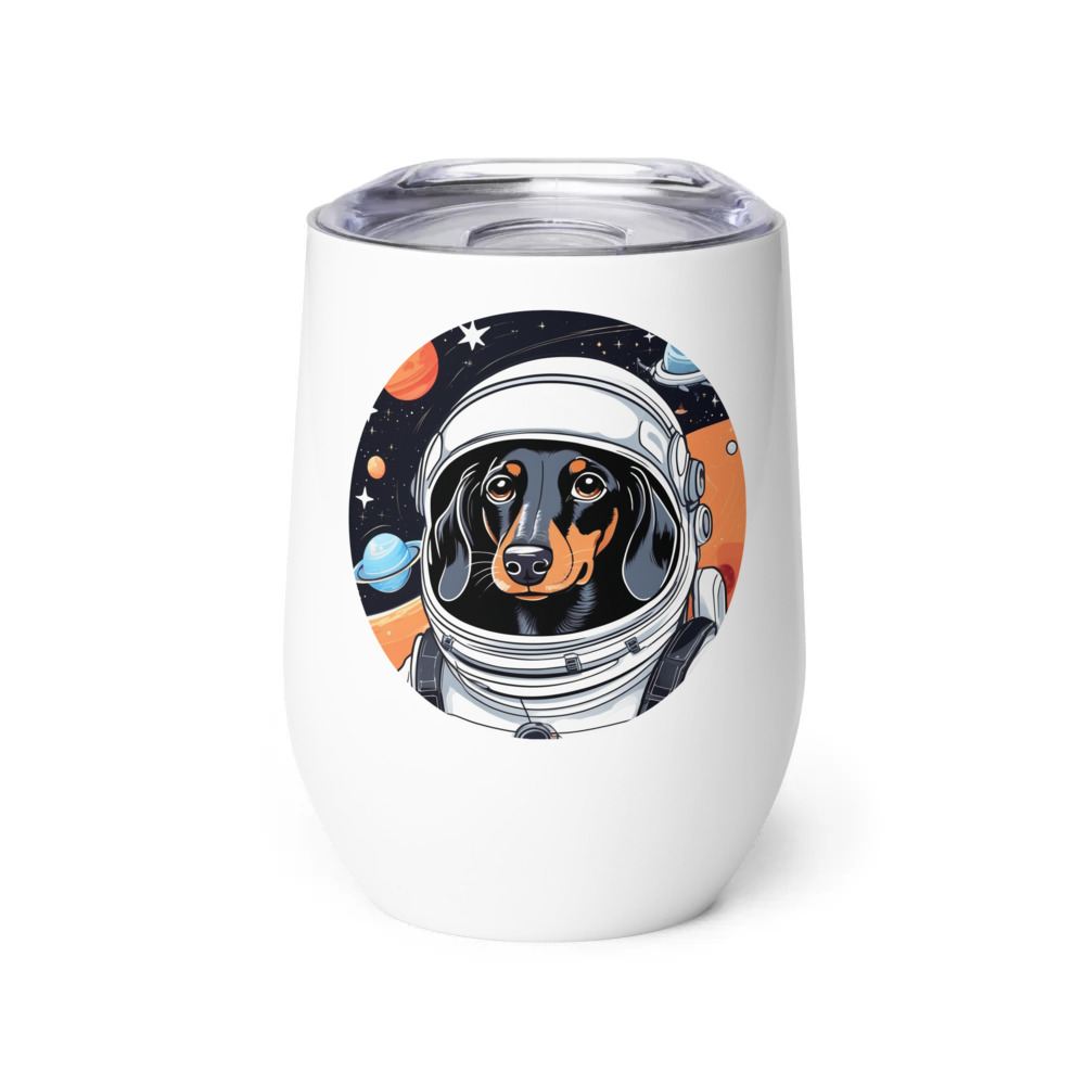 PugMug Custom Black Dachshund Wine Tumbler