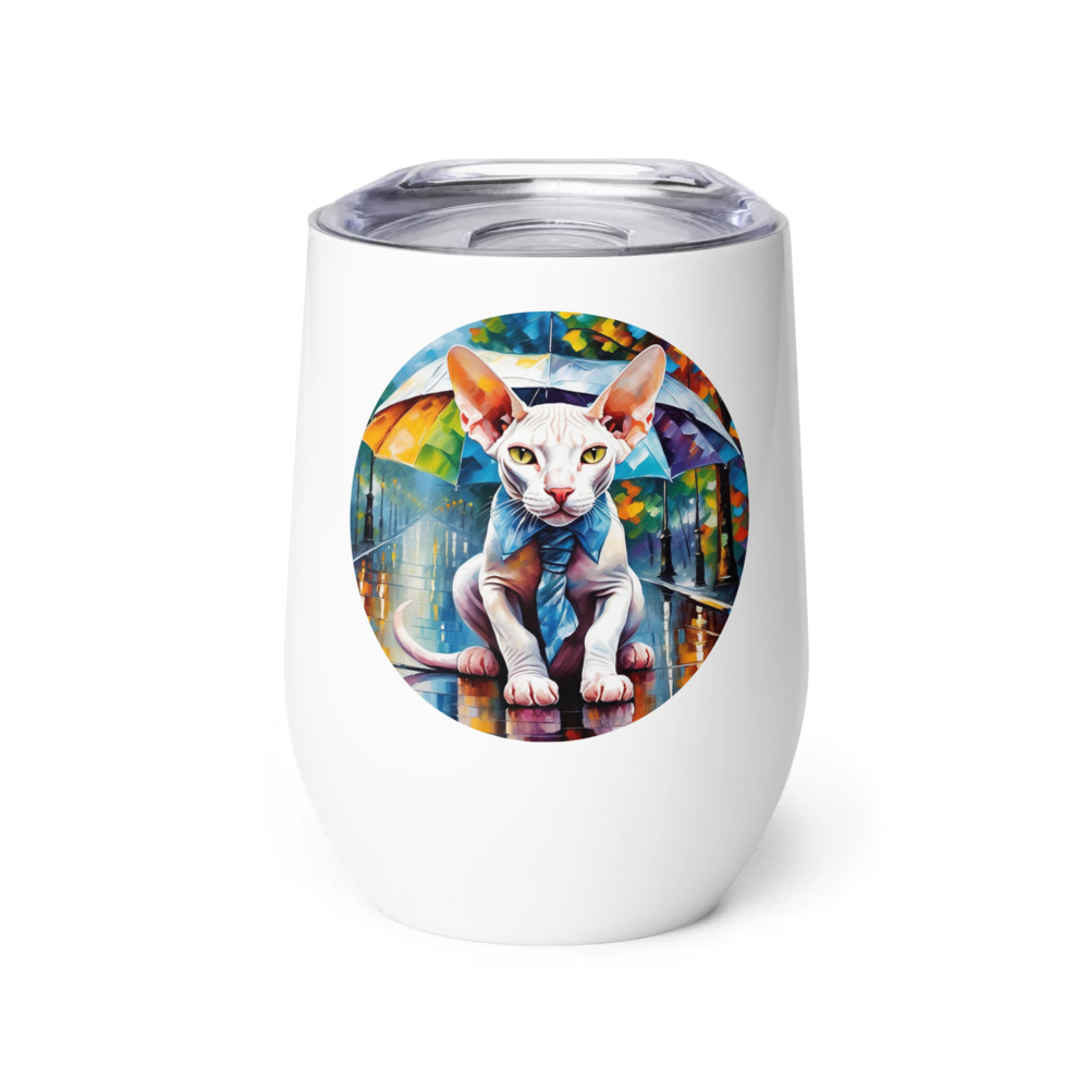 PugMug Custom White Sphynx Cat Wine Tumbler