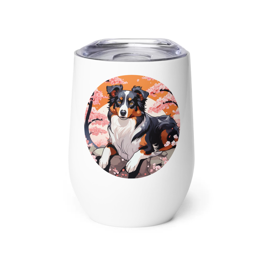 PugMug Custom Miniature American Shepherd Wine Tumbler