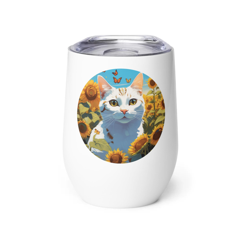 PugMug Custom White American Shorthair Cat Wine Tumbler