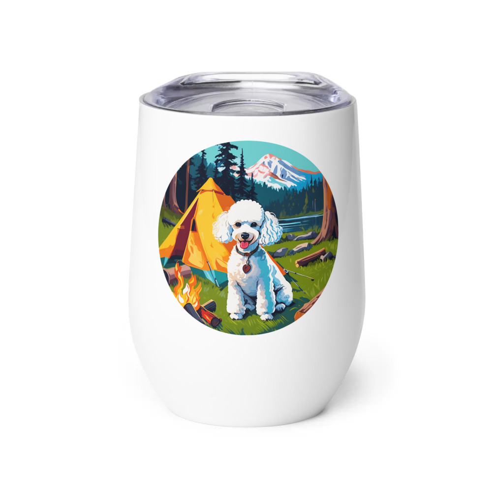 PugMug Custom White Poodle Wine Tumbler