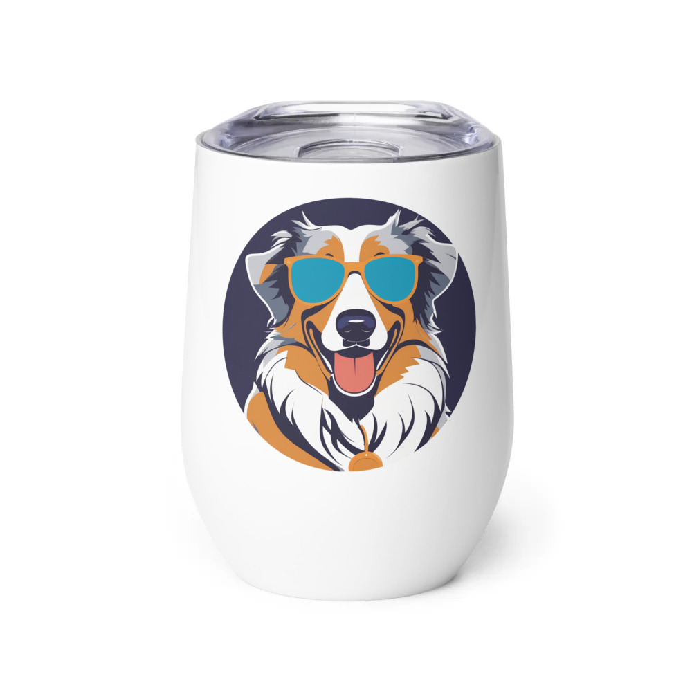 PugMug Custom Australian Shepherd Dog Wine Tumbler