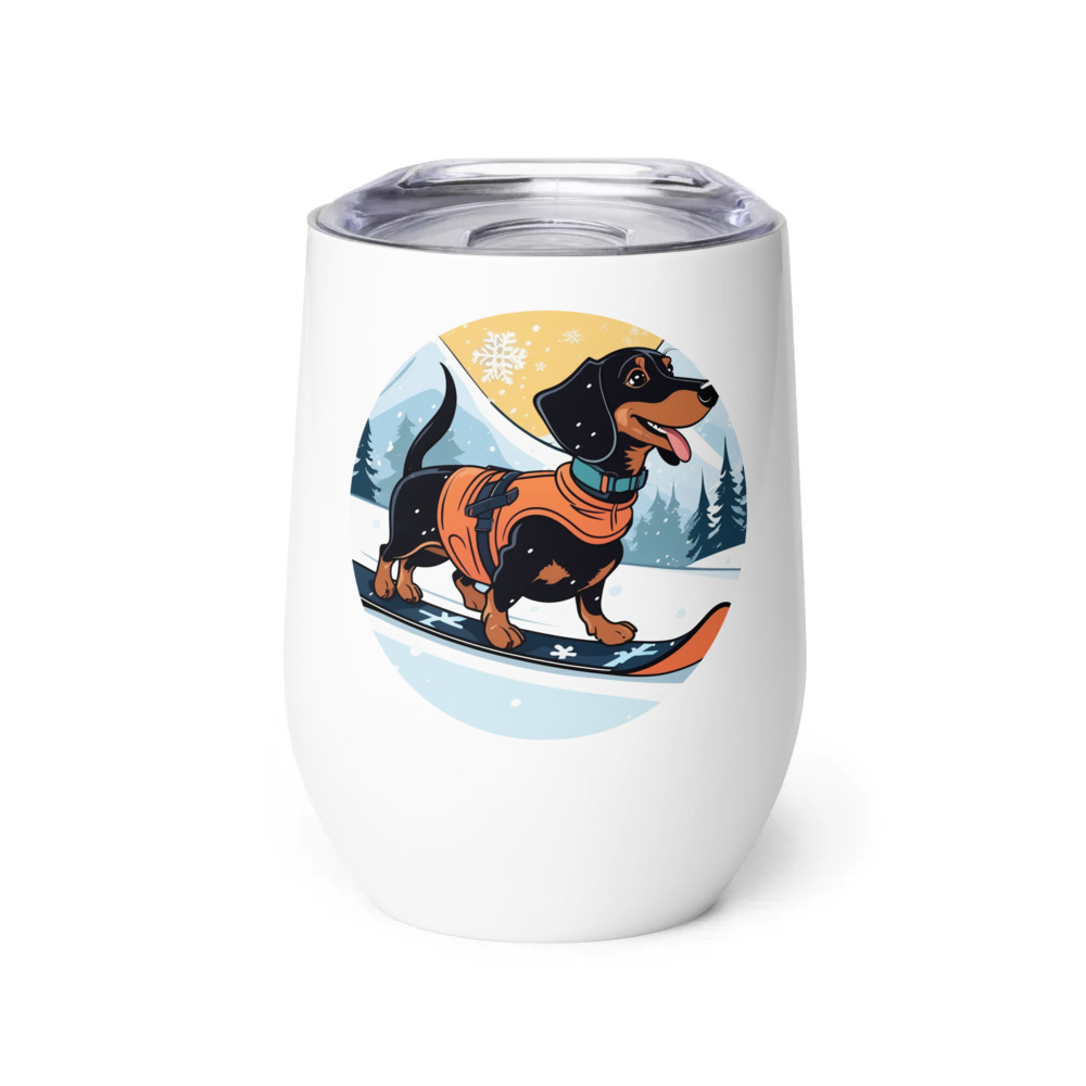 PugMug Custom Black Dachshund Wine Tumbler