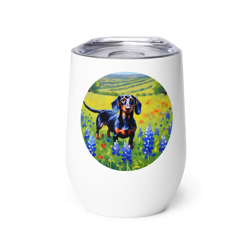 PugMug Custom Black Dachshund Wine Tumbler