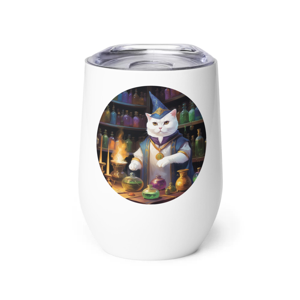 PugMug Custom White Scottish Fold Cat Wine Tumbler