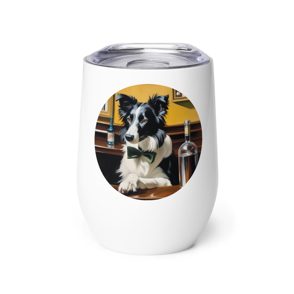 PugMug Custom Border Collie Wine Tumbler