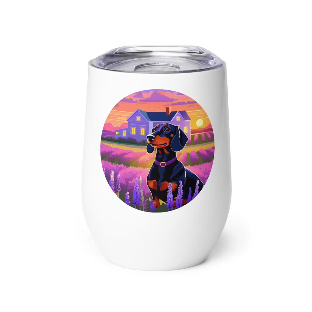 PugMug Custom Black Dachshund Wine Tumbler