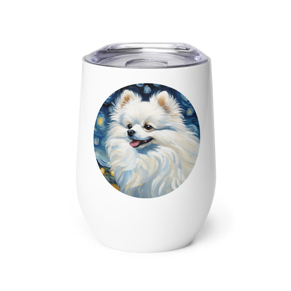 PugMug Custom White Pomeranian Wine Tumbler