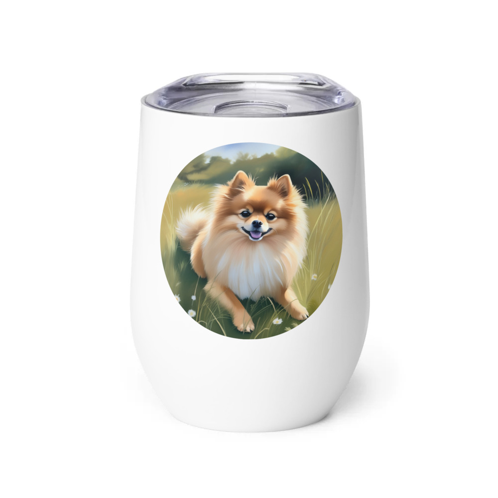 PugMug Custom Tan Pomeranian Wine Tumbler