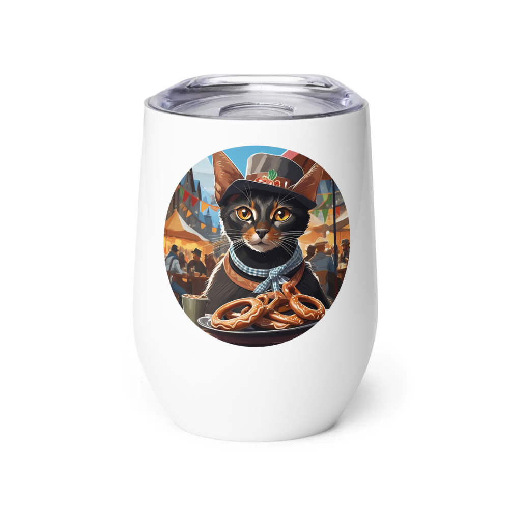 PugMug Custom Black Abyssinian Cat Wine Tumbler
