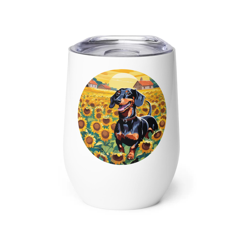PugMug Custom Black Dachshund Wine Tumbler