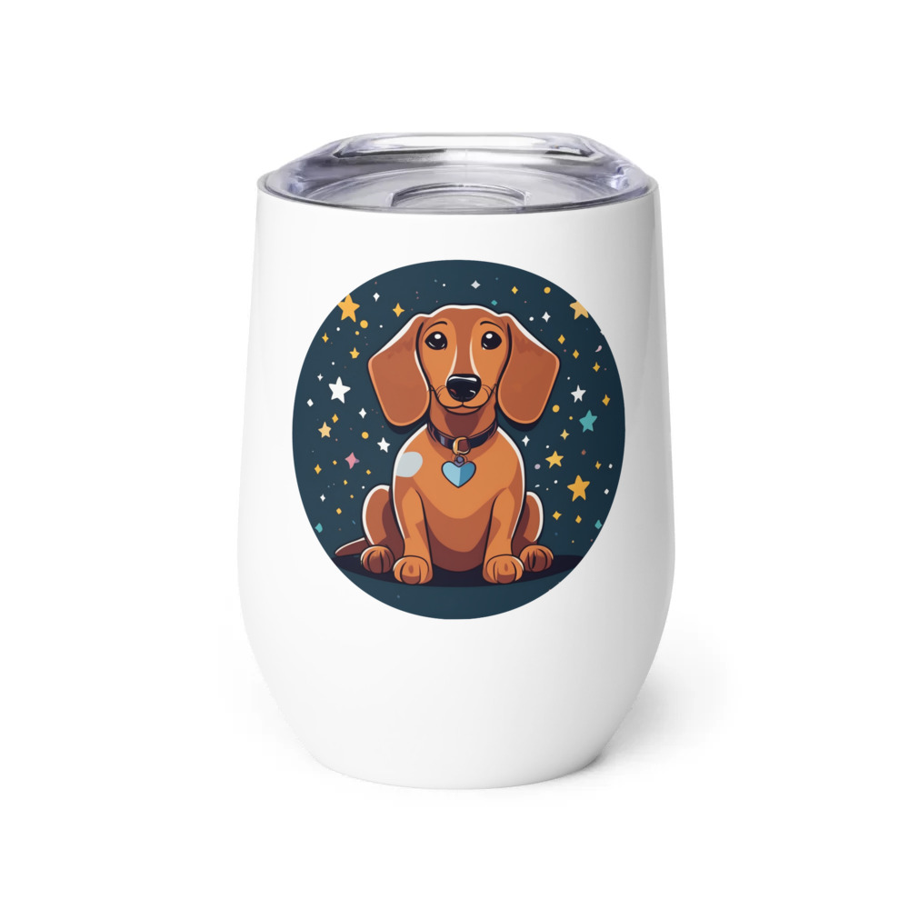 PugMug Custom Tan Dachshund Wine Tumbler