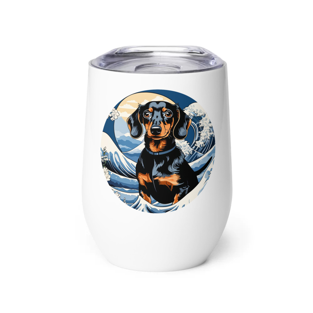 PugMug Custom Black Dachshund Wine Tumbler