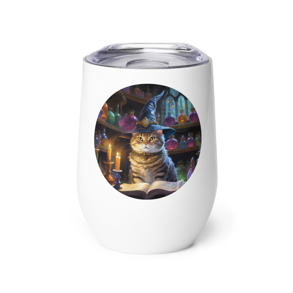 PugMug Custom Tabby American Shorthair Cat Wine Tumbler