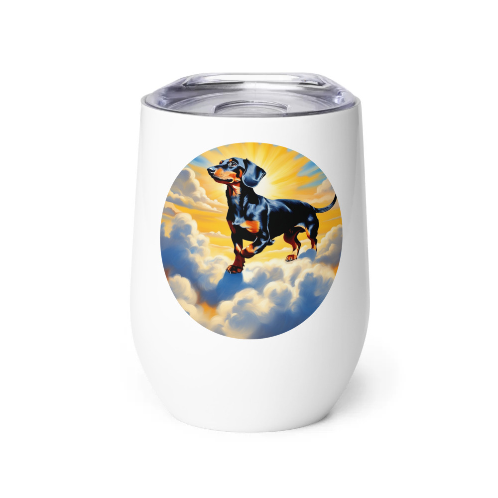 PugMug Custom Black Dachshund Wine Tumbler